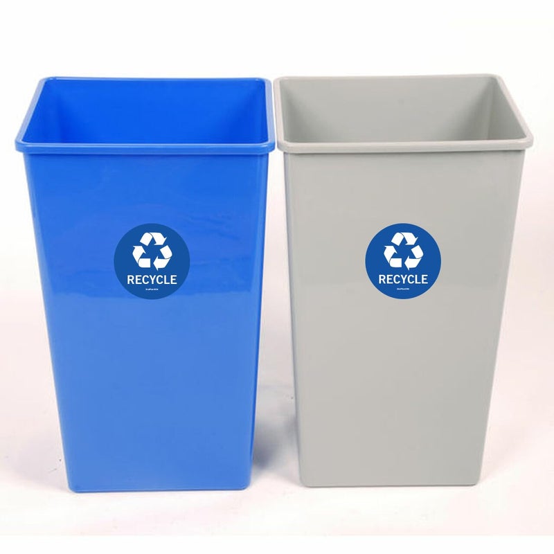 SICOL PLUS Recycle Sticker for Trash can, Recycle Bin Decals and Trash can Stickers 4 x 4 Inches Round 02 pcs Blue Recycle Sticker - Image 5